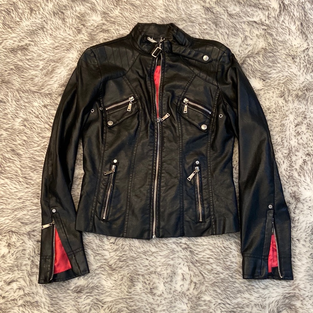 Black leather like jacket Size XS